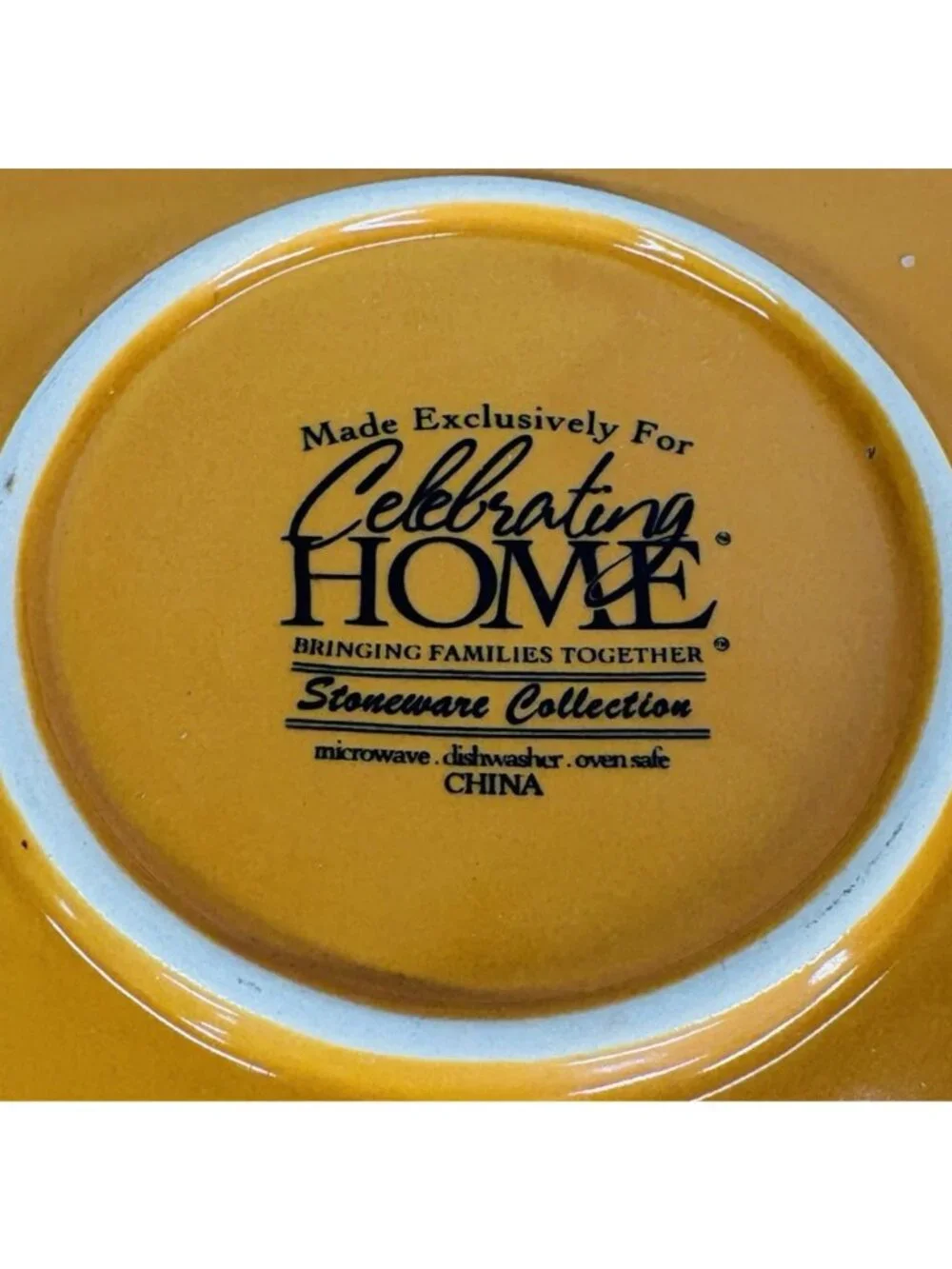 Celebrating Home TUSCAN Orange Red Yellow Rope Trim Stoneware Dinner Plate Set 3